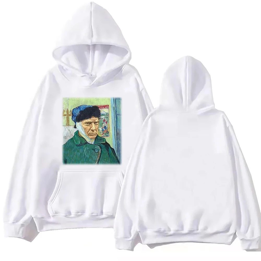 Funny Trump's self portrait Cover Van Gogh Hoodie Harajuku Pullover Tops Sweatshirt Fans Gift