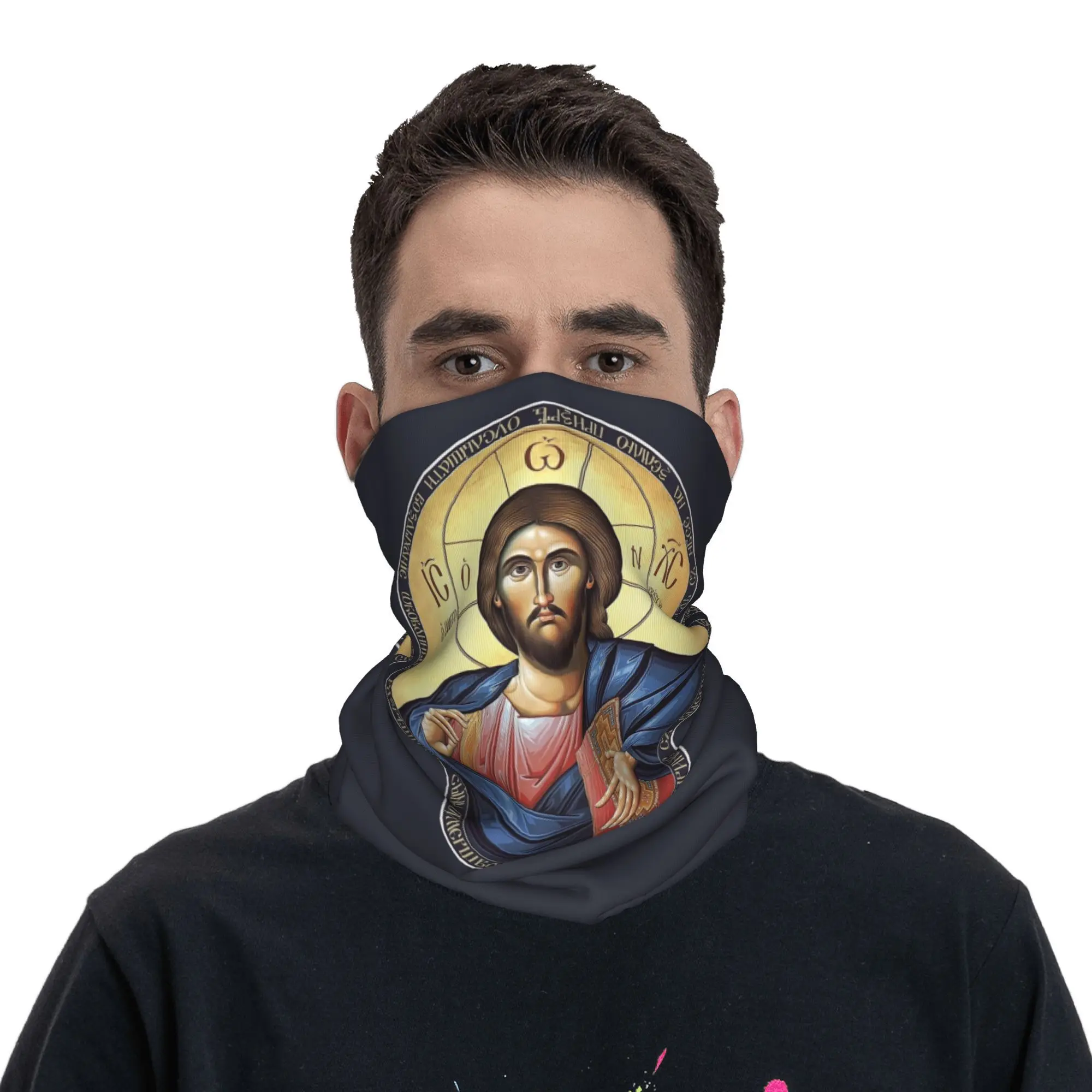 

Christ Pantocrator Orthodox Icon Bandana Neck Gaiter Printed Mask Scarf Multi-use Cycling Scarf Riding Unisex Adult Winter
