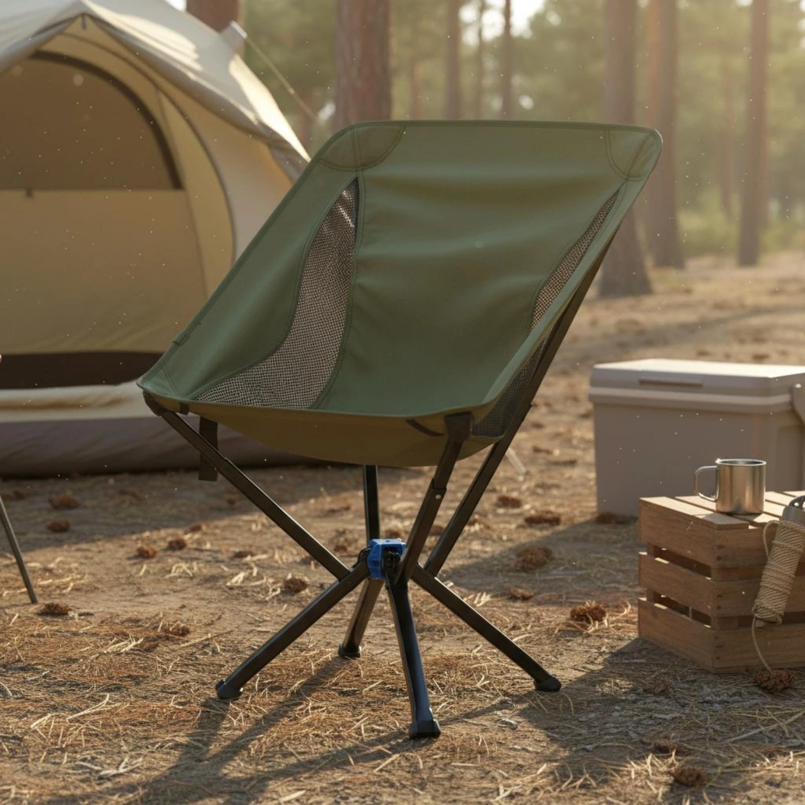 

Portable Folding Moon Chair Lightweight Quickunfold Camping Chair Outdoor Furniture Aluminum Alloy Frame Breathable Mesh