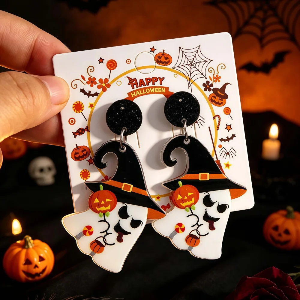 10/20Pairs/Lot Fashion Cute Halloween Spooky Acrylic Dangle Drop Earrings Set Women's Mix Style Festival Party Costume Jewelry