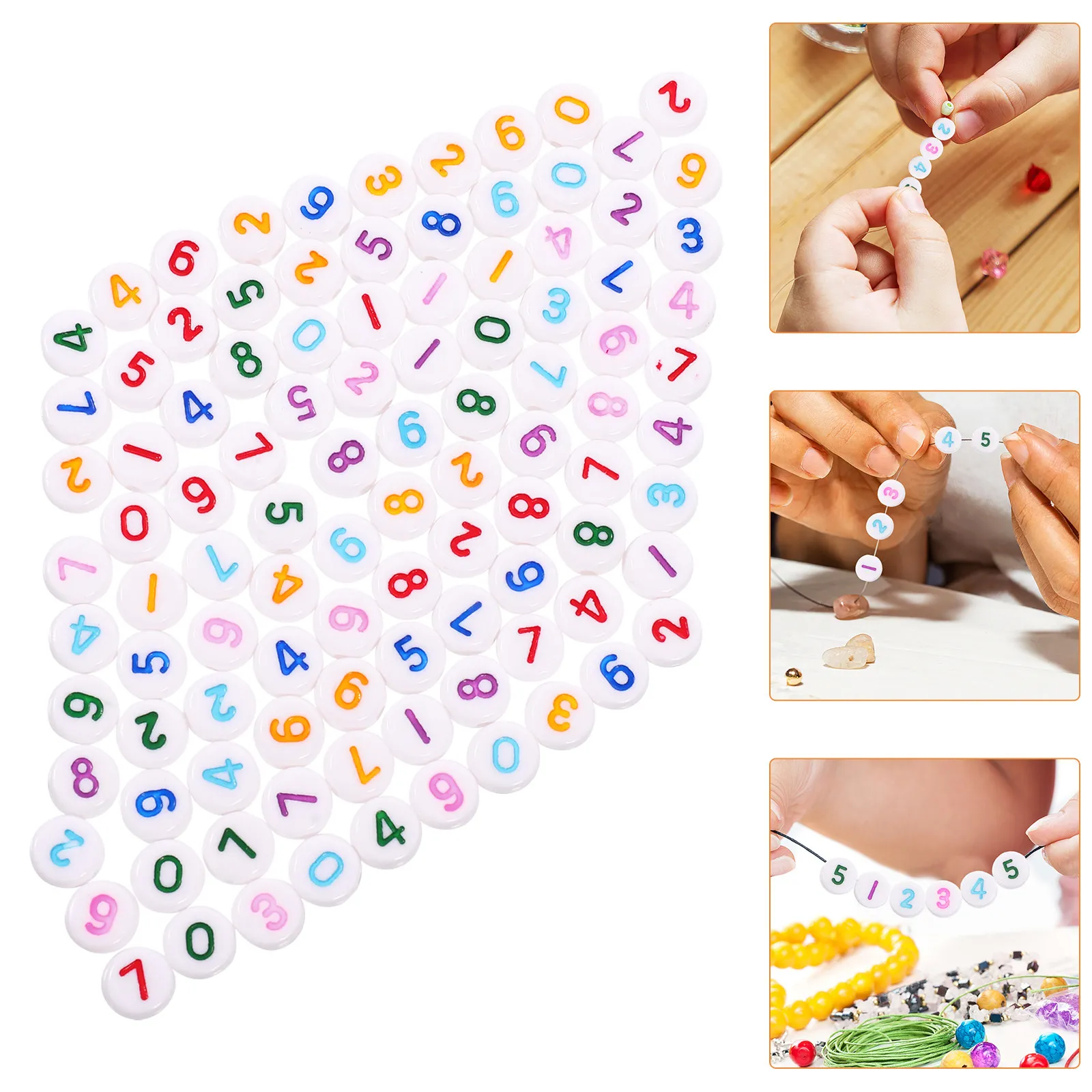 500Pcs Hand String Beads Acrylic Number 0-9 Colorful Smooth Round Spacer Beads DIY Craft Bracelet Jewelry Making Supplies
