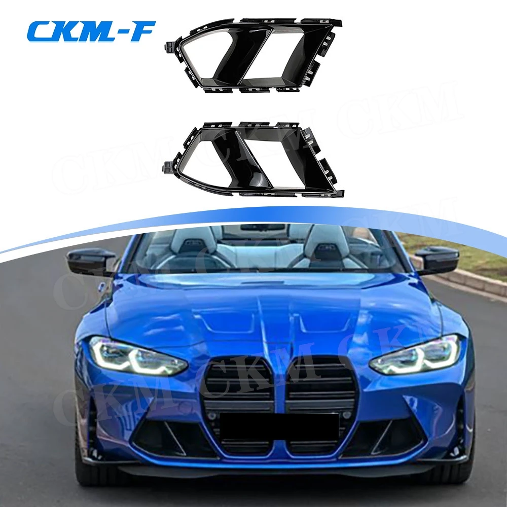 

ABS Carbon Look Front Bumper Air Inlet Grille For BMW M3 M4 G80 G82 G83 2021+ Gloss Black Air Vents Decorative Spoiler Body Kits