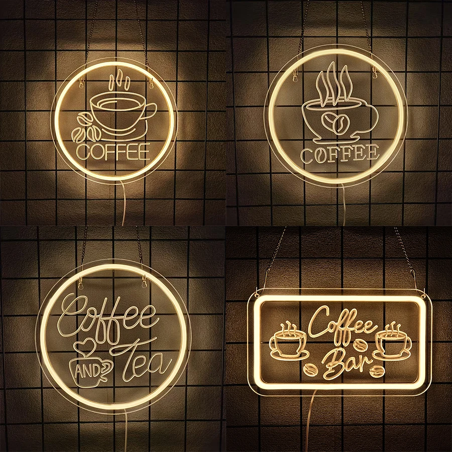 Letreros de neón de la serie Coffee para decoración de pared, luces de neón Led para cafetería, hogar, Bar, club, restaurante, fiesta, cafetería, regalo de Navidad