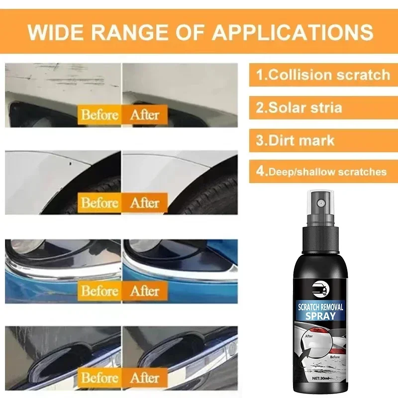 Car Scratch Removal Spray Car Surface Cleaner Convenient, Simple and Effective 30ml 3
