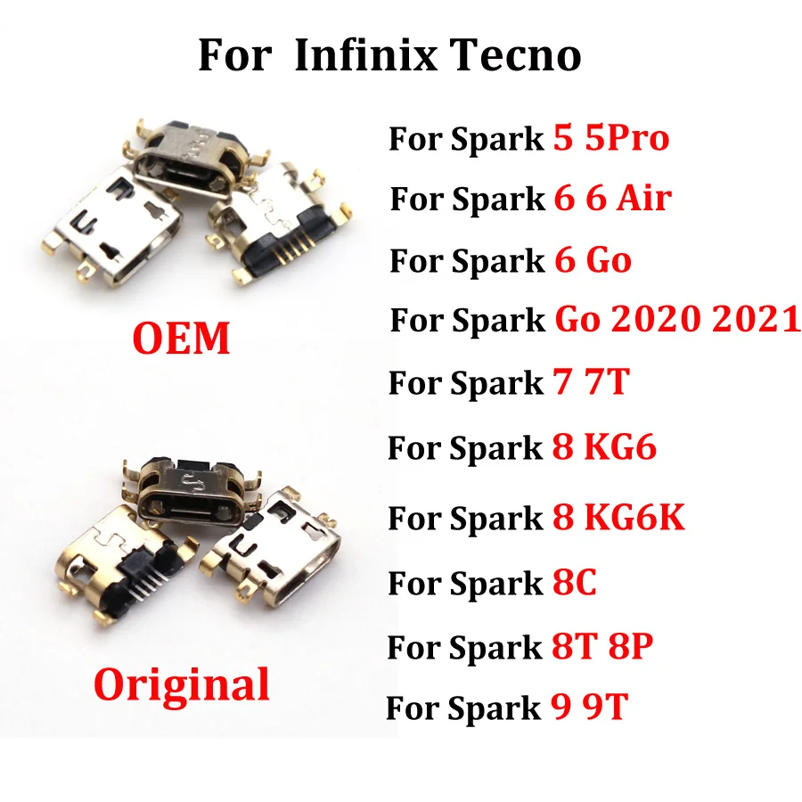 10-100pcs For Tecno Spark 7 6 Air Go USB Charging Dock Board Port Connector Flex Cable For Spark 8 8C 8P 9 9T KE5 KG5K