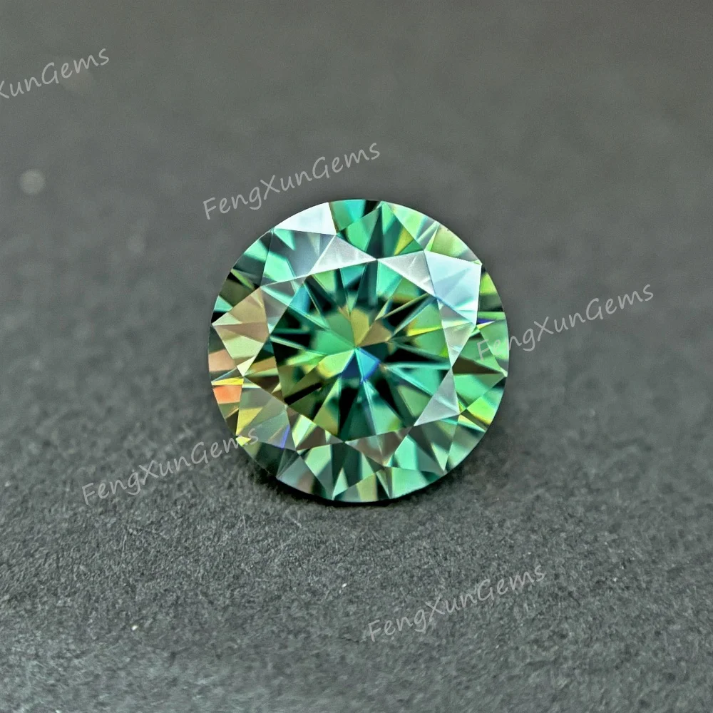 0.1~5 Carat M-Green Moissanites Stone Beads Round Cut  Pass The Diamonds Test II VVS1 DIY Jewelry Ring Material