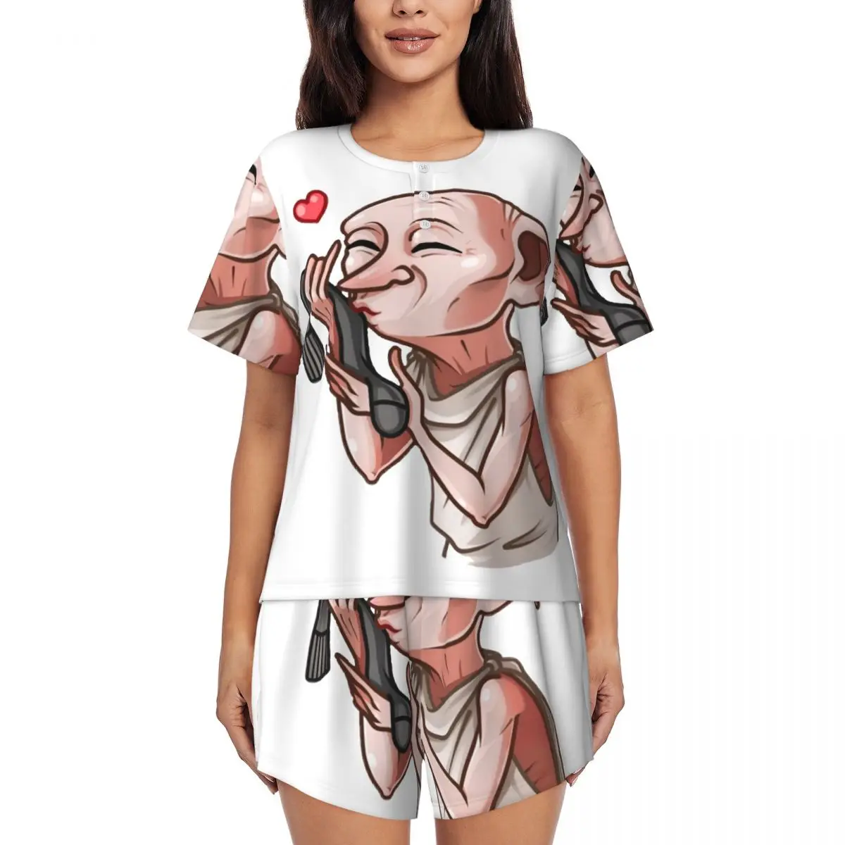 

Custom Dobby Meme Pajama Sets for Women 2 Piece Halloween Magic Movie Short Sleeve Pjs Shorts Sleepwear
