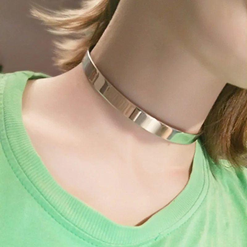 European and American alloy Chokers exaggerated collar 1cm wide fashion necklace women's foreign trade metal collar collar colla