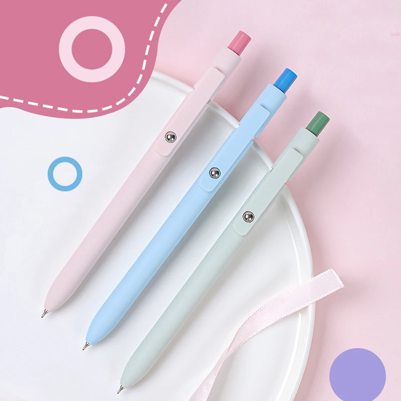 5PCS Boxed IG Style Simple Geometric Click Gel Pens 0.5mm Creative Clip Balanced Quick-Dry Black Comfort Smooth Writing