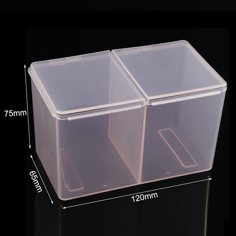 1Pc Nail Towel Storage Box Cotton Pad Independent Double Grid Nail Wash Towel Storage Box With Dust Proof Cover Nail Accessories