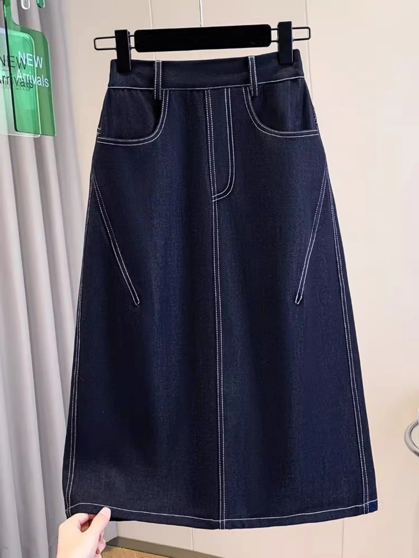 

Джинсовая юбка миди А-силуэта Deep Blue для женщин больших размеров, с высокой талией, повседневная, весна 2026, модная, в корейском стиле, для офиса