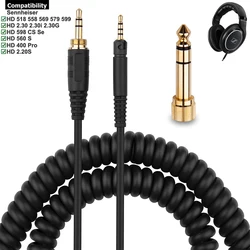 OFC Replacement Spring Coiled 6.35mm Aux 3.5mm Cable Extension Cord For Sennheiser HD 518 558 569 579 599 598 CS Se Headphones