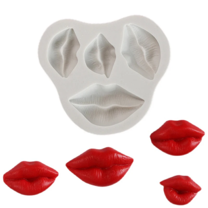 Red Lip Mouth Silicone Chocolate Mold 3D Valentines Moulds Cookie Sugar Candy Fondant Cake Decoration Baking Clay Form M2627