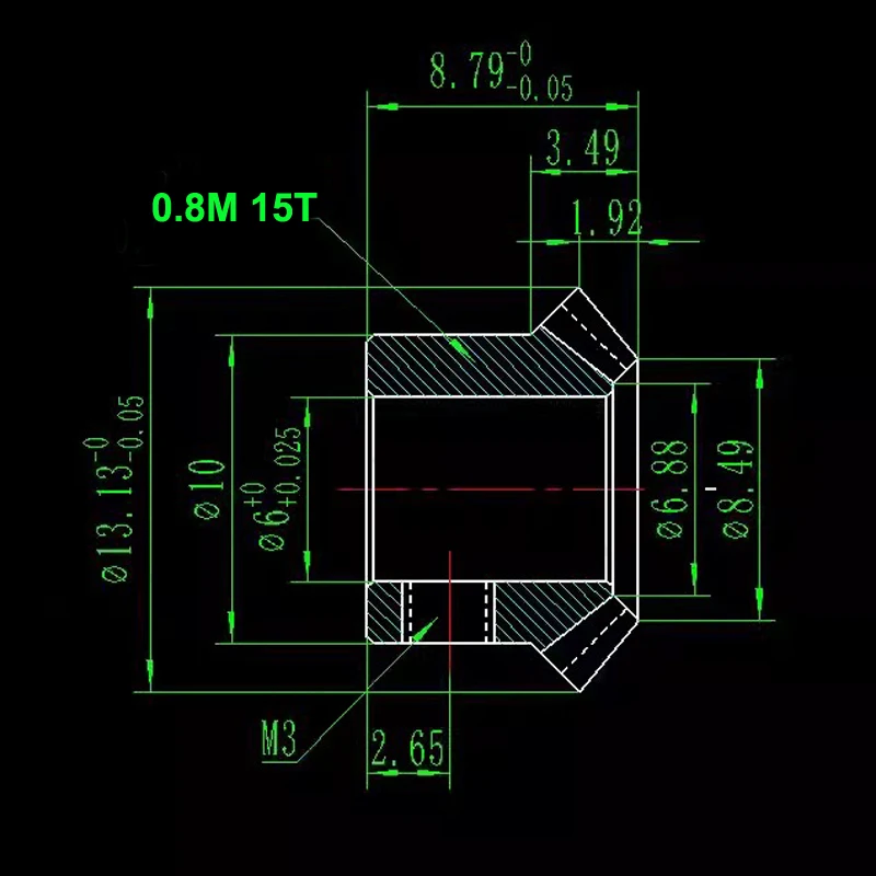 Pignon d'arbre en métal en laiton pour transmission de modèle RC, engrenage biseauté, entraînement à angle droit, résistant, ModContin0.8, trou d'arbre, 6mm, 15T, 90, 10 pièces