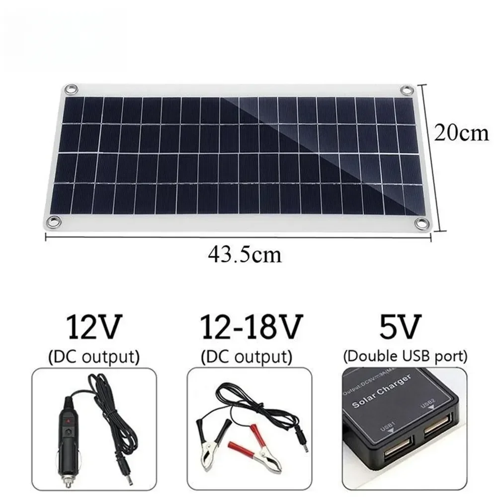 100W Solar Panel 12V  Cell 10A-100A Controller  Plate Kit for Phone RV Car Caravan Home Camping Outdoor Battery