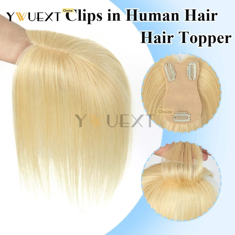 Real Human Hair Topper Extensions - Seamless Straight Hair Pieces 7x11cm Base Net Natural Scalp Top to Hide Bald or White Hair