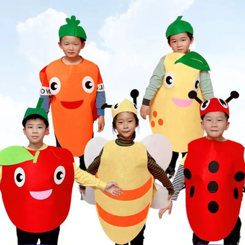 

l2025l Детские экологически чистые костюмы для косплея животных на Хэллоуин — идеально подходят для детского сада, модных реквизитов с фруктами и овощами