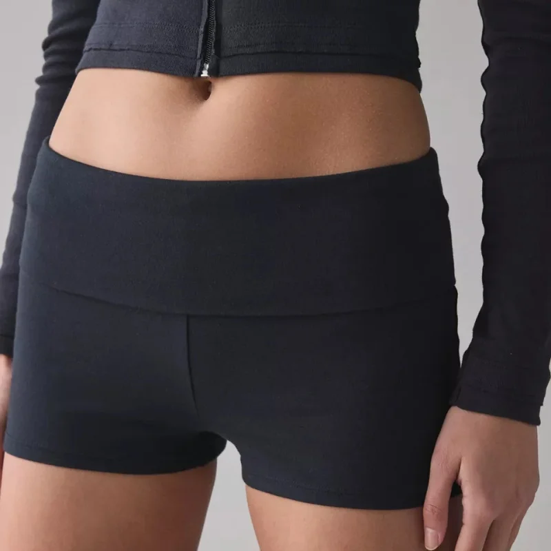 Pantaloncini pieghevoli da donna Y2k Micro pantaloncini a quadretti Pantaloni pigiama ripiegati Slim Fit Mini pantaloncini da uscire