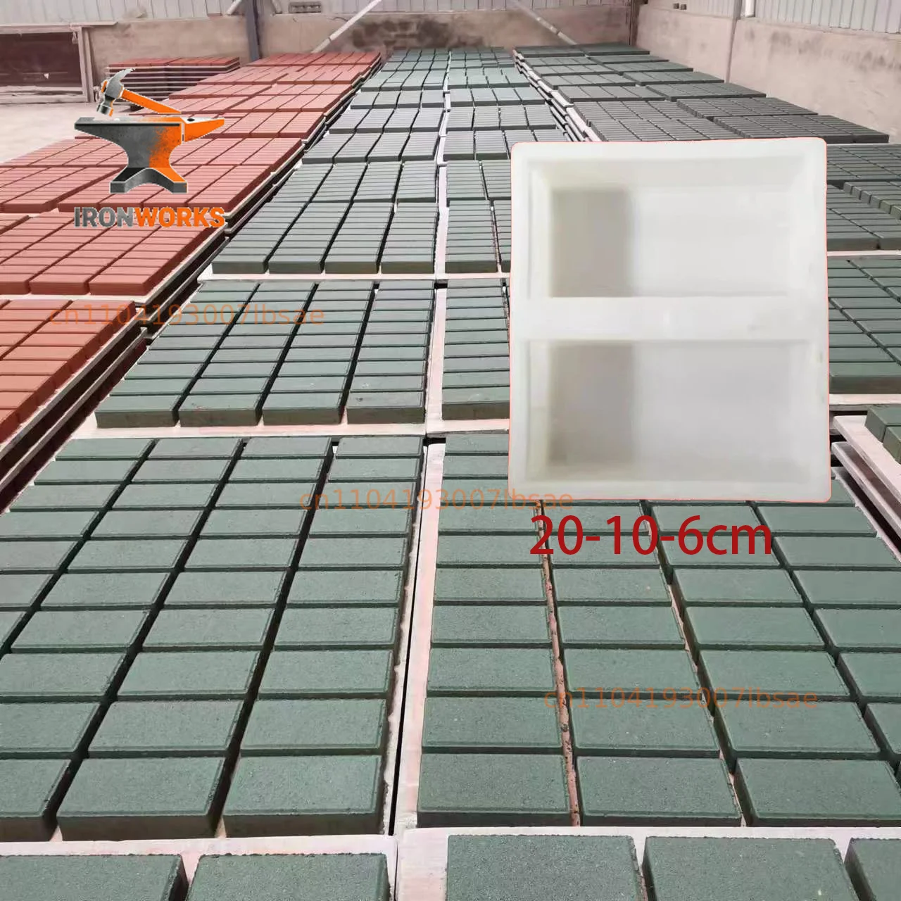 Cement Paver Form for Pavement, 20x10x6cm 2-Cavity Concrete Block Mold,  Reusable Plastic Mould for Municipal
