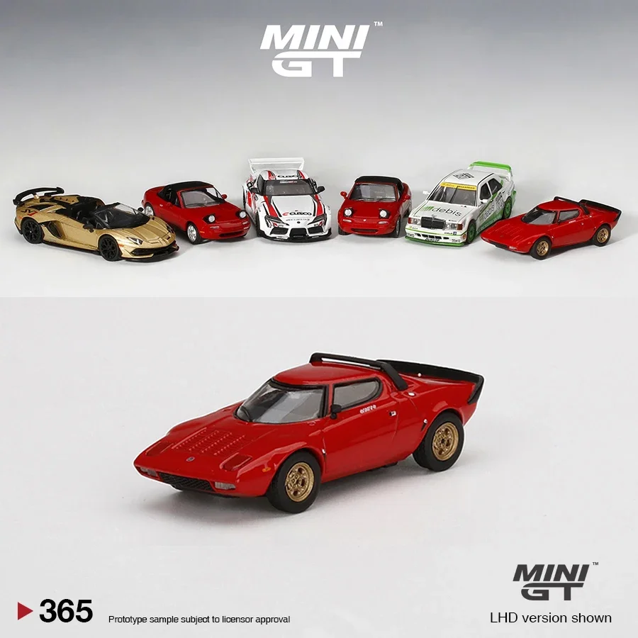 MINI GT 1/64 Model Car HF Stradale Rosso Arancio Alloy Die-cast Vehicle #365 LHD Collection