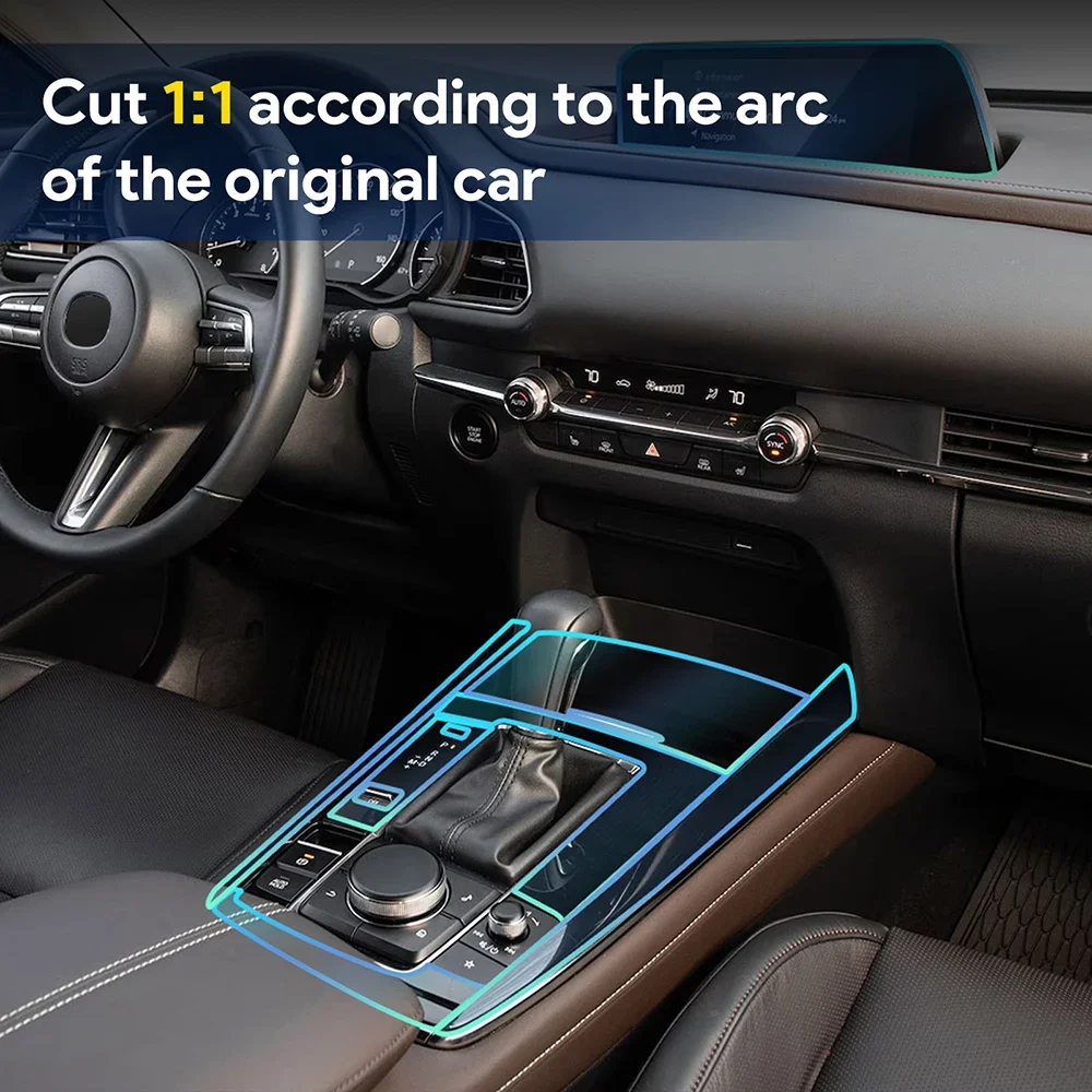 

For Mazda CX30 2020-2024 Interior Center Console Gear Panel Navigation Screen TPU Protective Film Anti-Scratch Repair LHD RHD