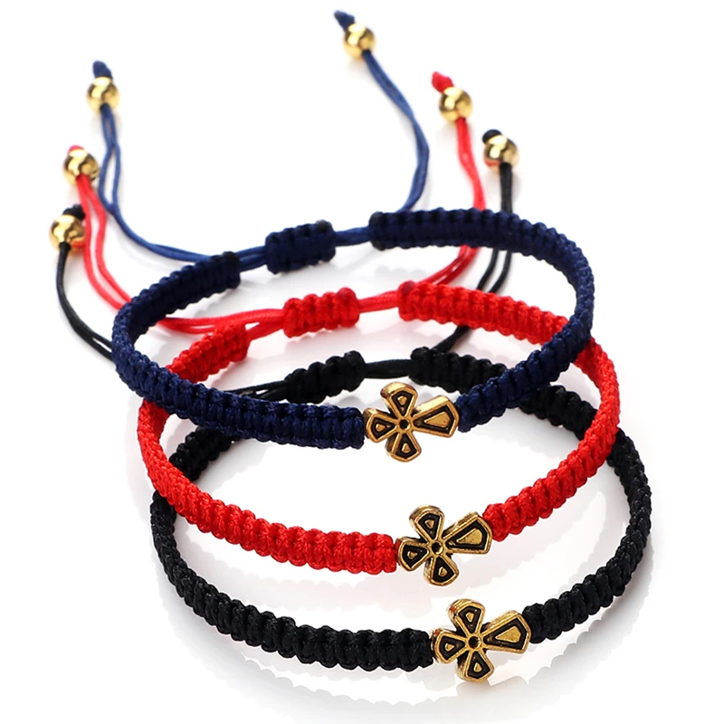 Vintage Cross Charm Bracelet Handmade Couple Black White Rope Thread String Braided Bracelets for Women Men Jewelry Gift Friends