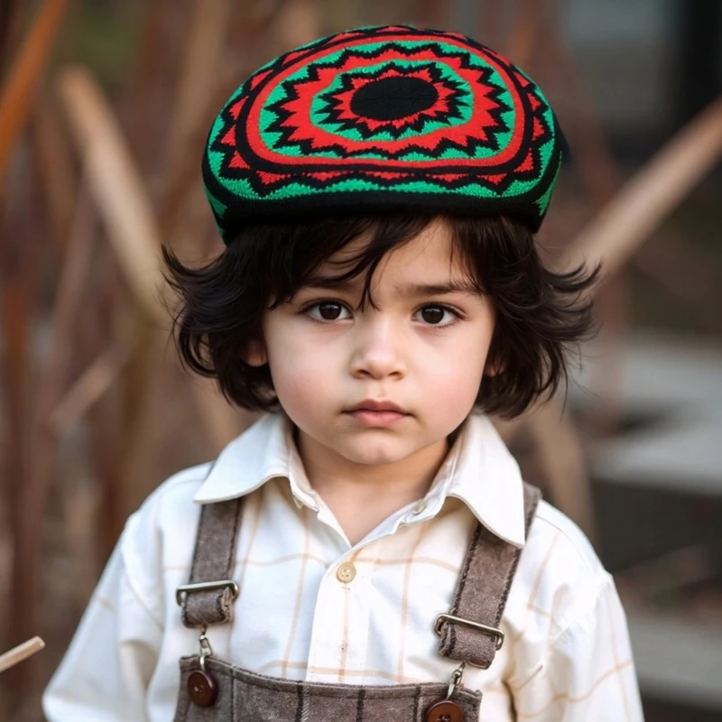 E15F Comfortable Stretchable Jamaican Hat Rainbow Color Knitted Reggae Hat Machine Washable Travel Friendly Headwear