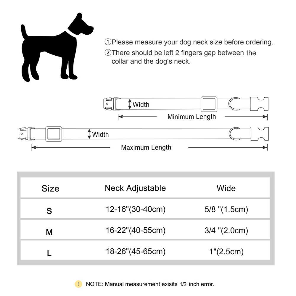 Coleira de cão reflexiva de nylon ajustável, coleiras anti-soco para cães pequenos e médios e grandes, caminhadas e treinamento