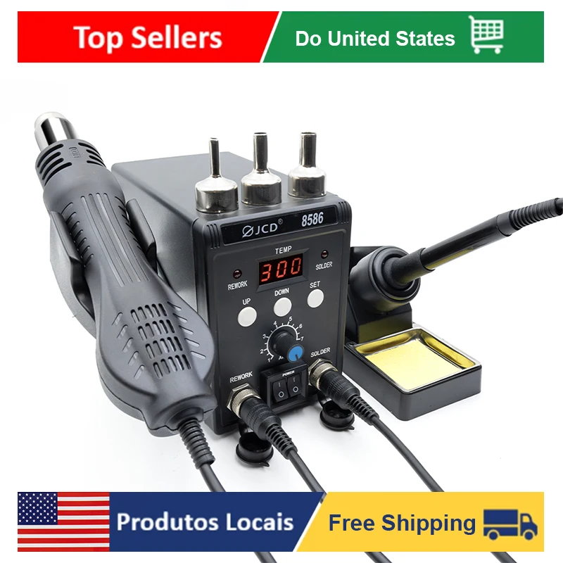 JCD 8586 Soldering Station 2 in 1 LCD Digital Display Welding Rework Station for Cell-phone BGA SMD PCB IC Repair Solder Tools