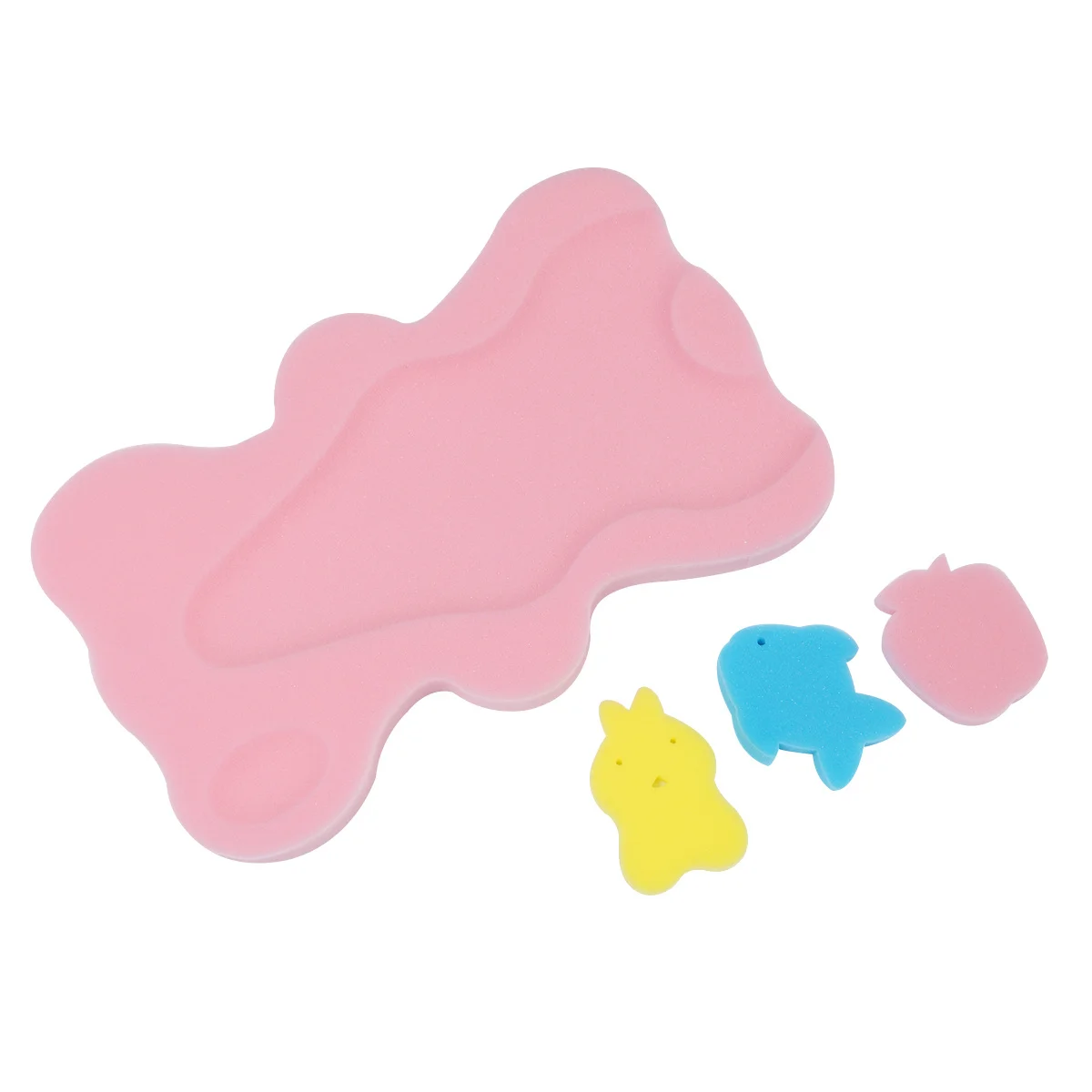 

1Pcs Baby Bath Sponge Mat Non Slip Soft Cushion Infant Bath Seat Pink Comfortable Head Neck Back Support Quick Drying