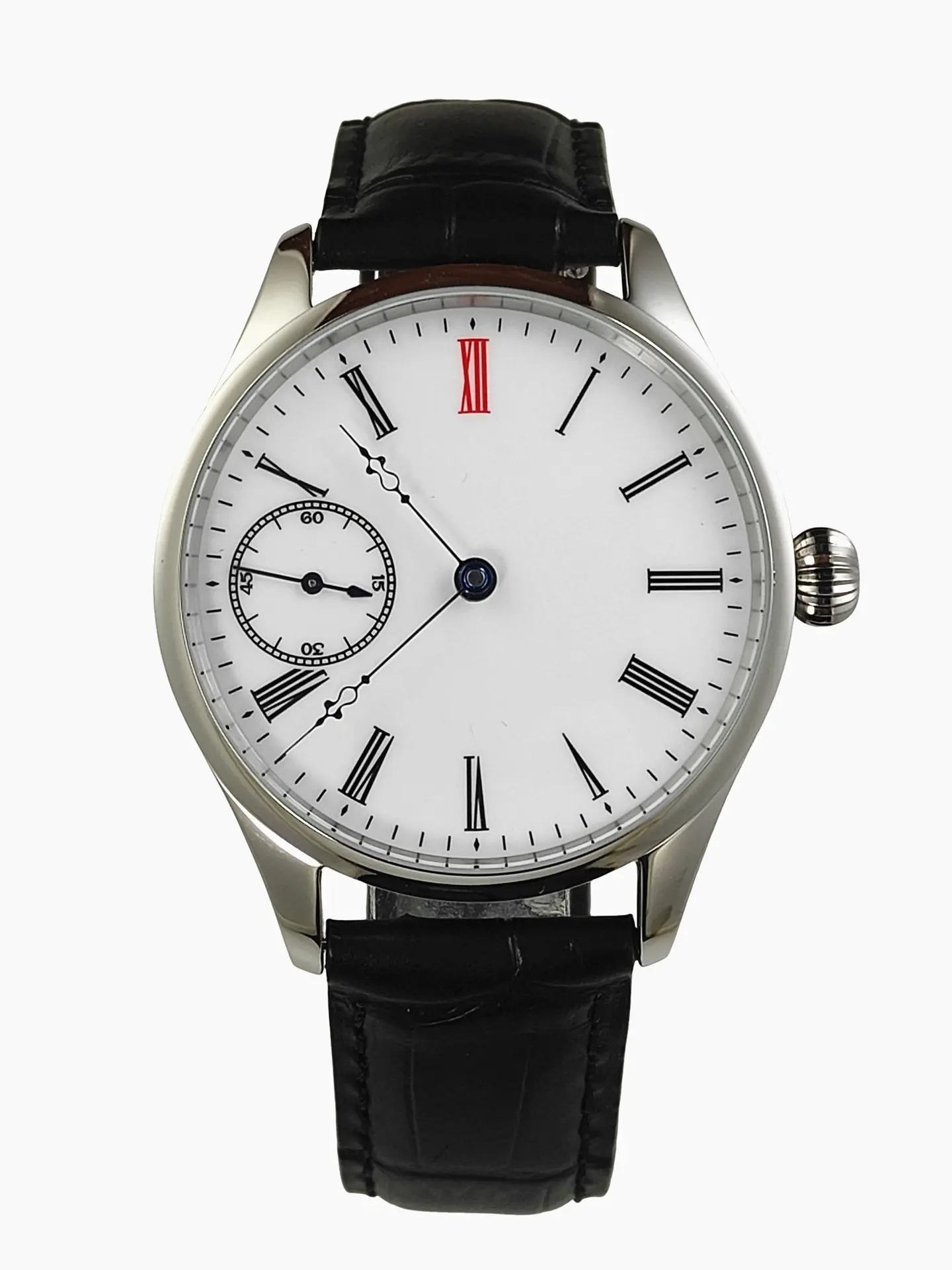 40MM Manual Mechanical Watch with Enamel Dial, Louis Flower Hands, Seagull ST3621, Jones Sword, Business Men's Waterproof Genuin