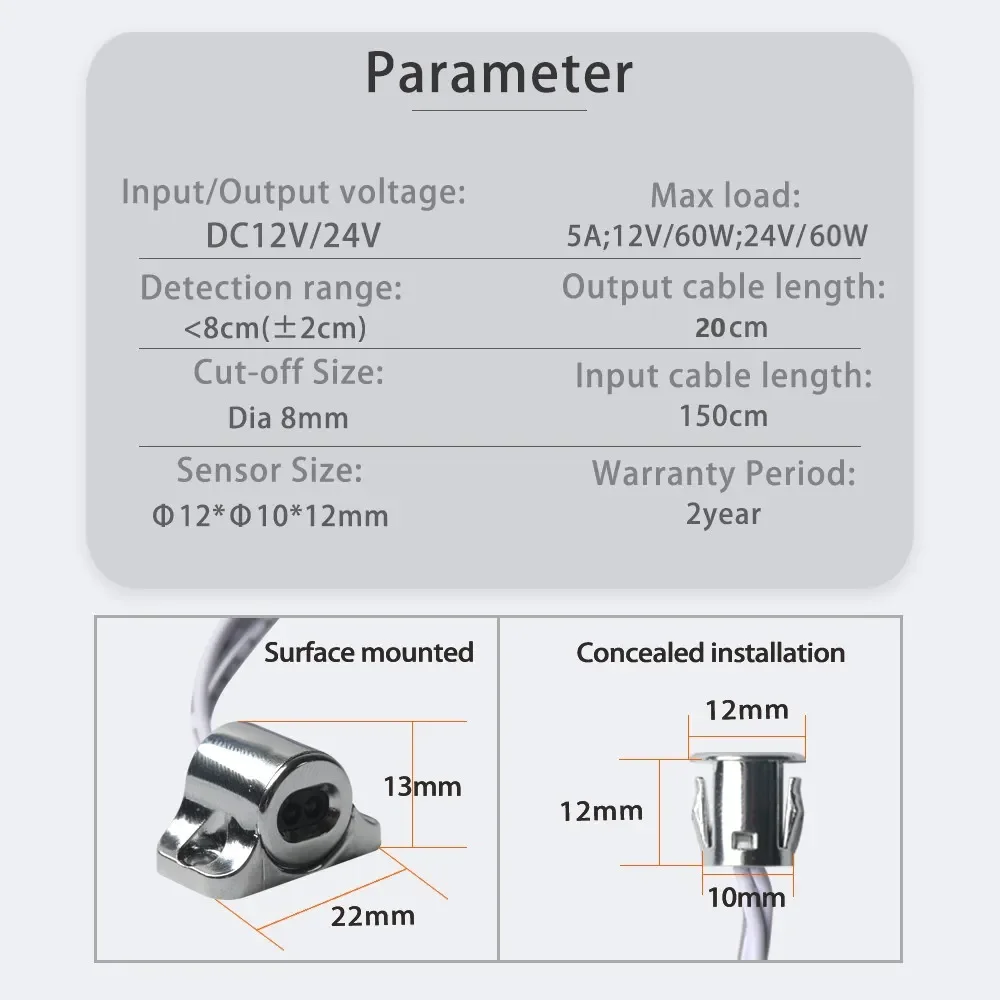 Furniture Cabinet Door Open/Close LED Sensor Switch 12V 24V IR Proximity Sensor for Door and Drawer Light Controller