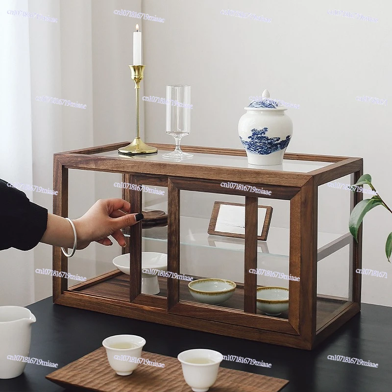 

Black Glass Cabinet Display Dust Storage Cabinet Coffee Shop Dessert Bread Display Cabinet