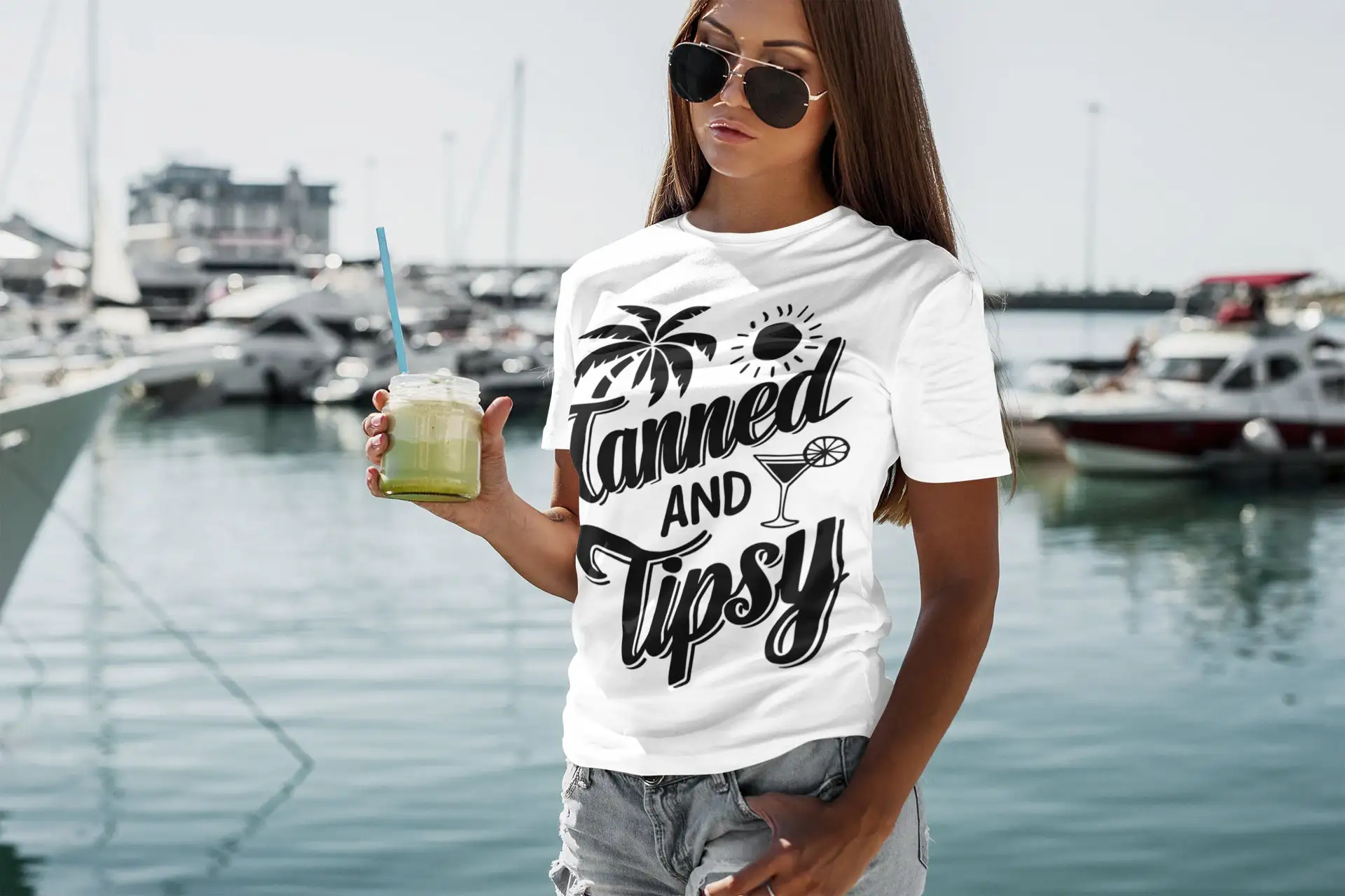 Tanned and Tipsy Jersey T Shirt Beach vacation