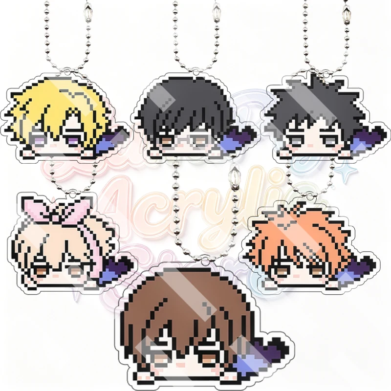 Creative Ouran High School Host Club Retro Pixel Anime Cartoon Acrylic Keychain Backpack Ornament Peripheral Pendant Charm Gifts