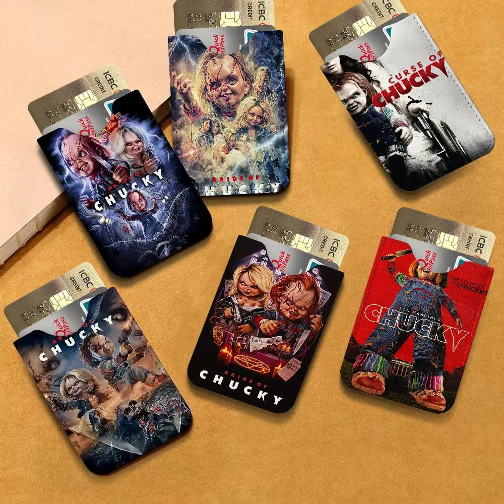 Classic Horror Movie Chucky Light and thin mini bag small and portable bus card protective leather case for men and women