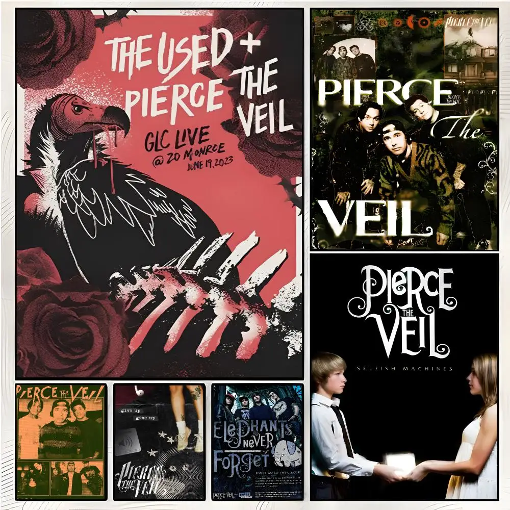 Pierce-EE Emo Icons the Veil PTV Post-Hardcore Legends Painting Calligraphy Canvas Wall Art Mural Living Room Canvas Decor Gifts