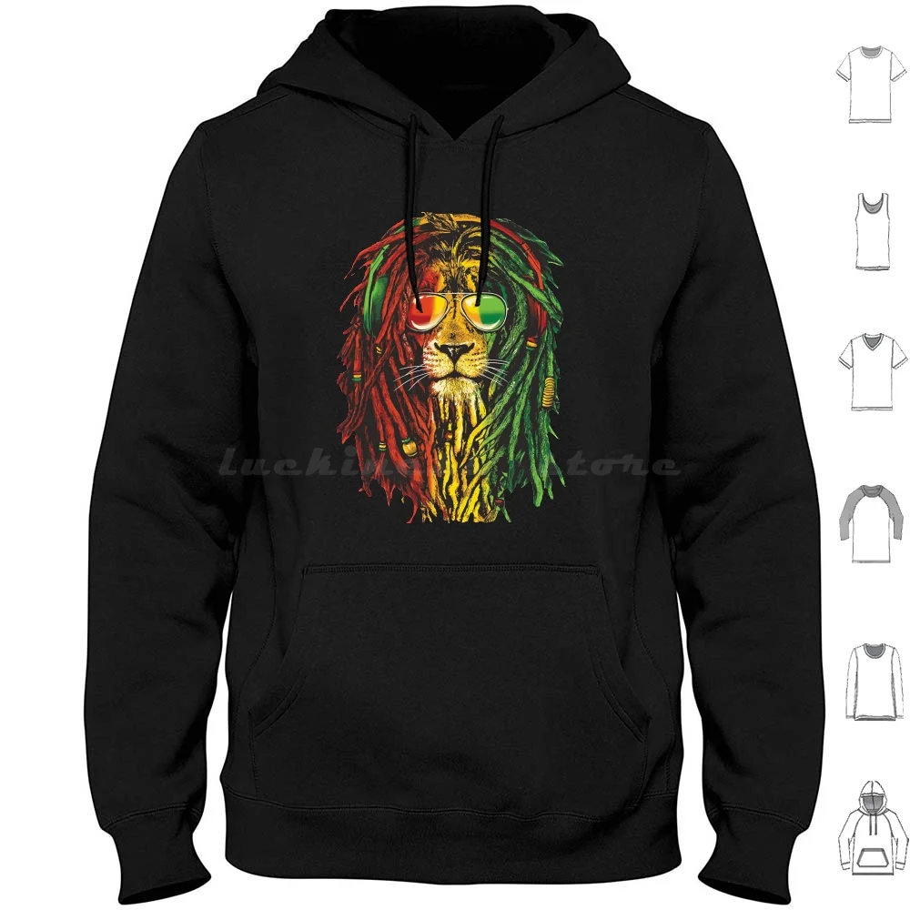 Rasta Lion Art For Reggae Lover Hoodie Cotton Long Sleeve Dreads Rastafari Rastafarian Reggae Lion Rasta Rastaman