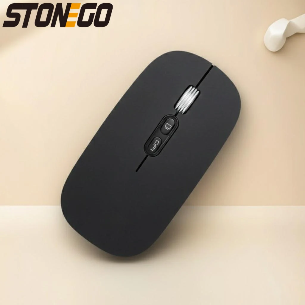 Slim Rechargeable 24GHz Wireless Mouse Ergonomic Silent Click Adjustable DPI for Laptop PC Gaming