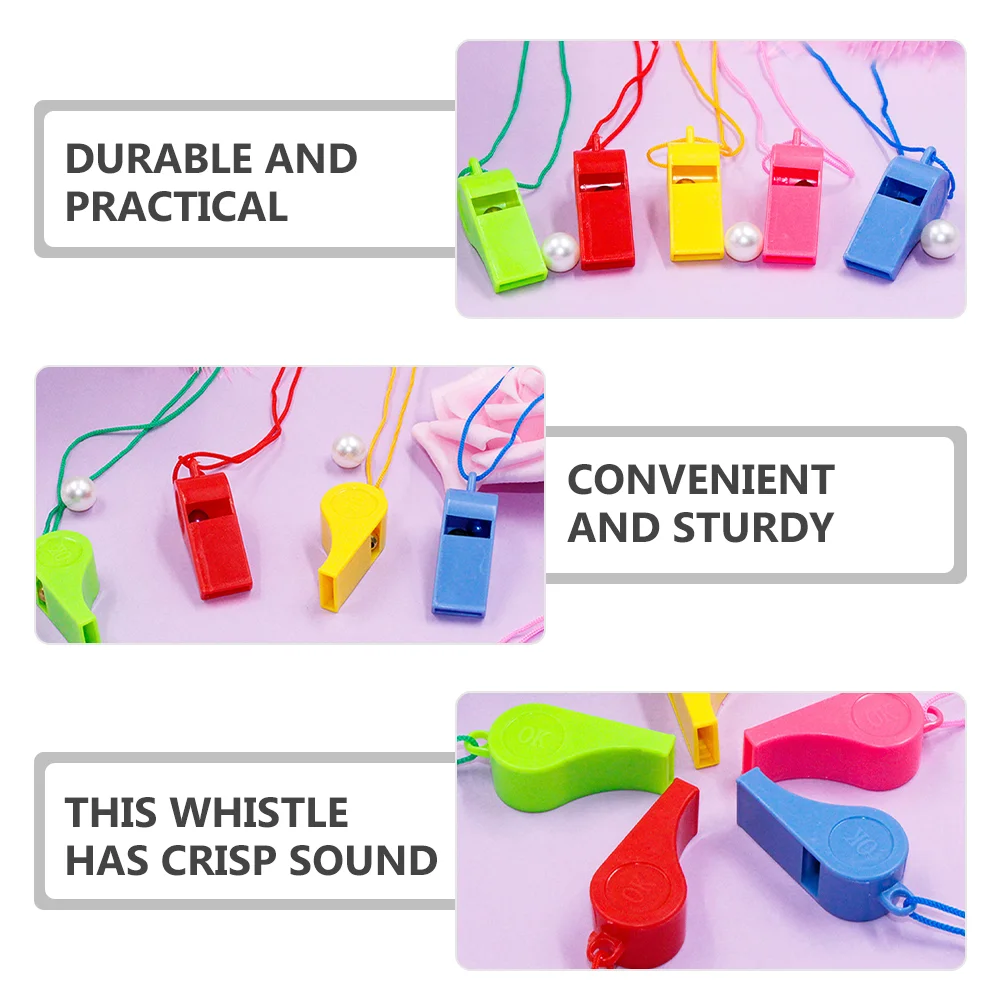 48 Pcs Whistle Toy for Kids Plastic Cheering Multipurpose Sports Race with Lanyard Child Colored