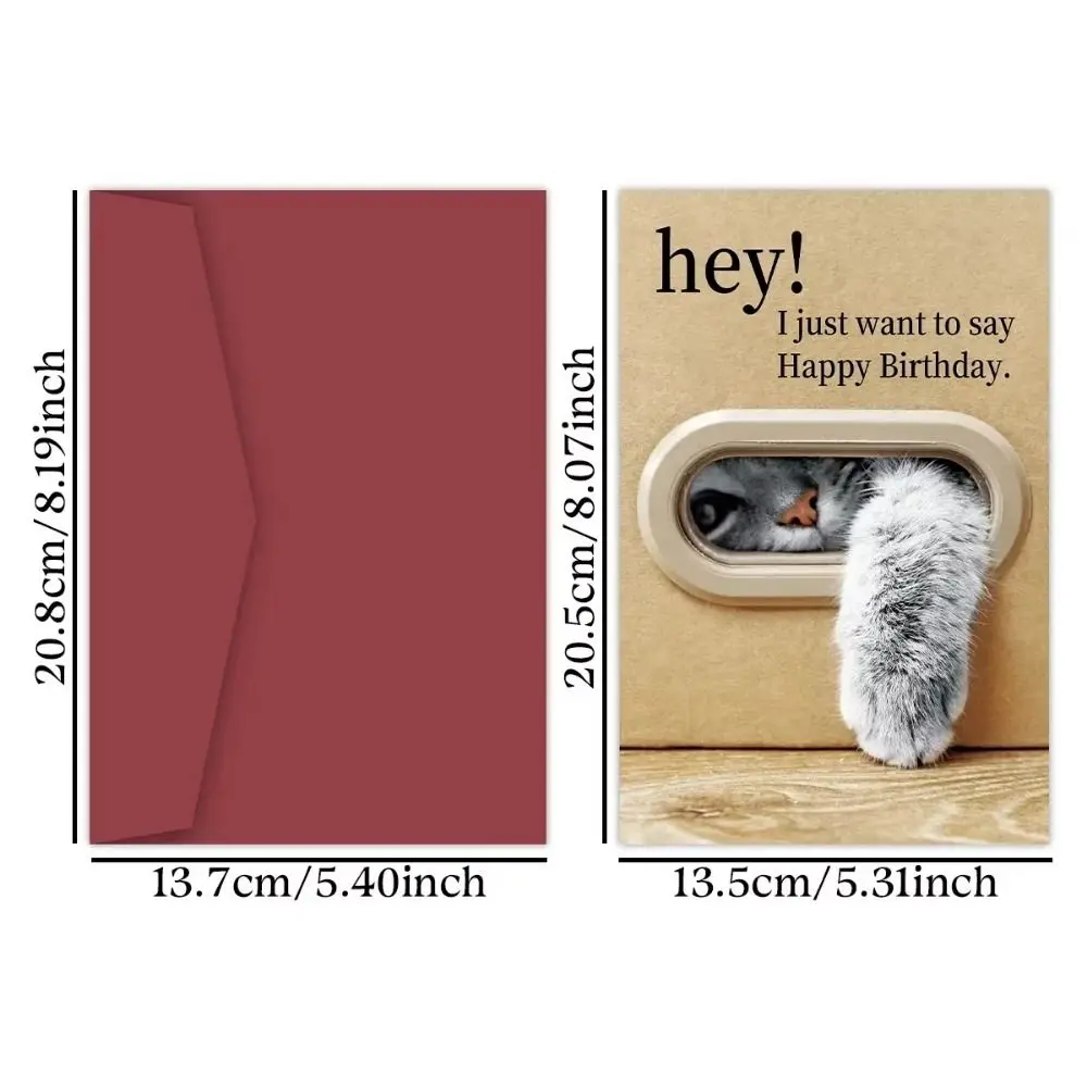 

Kitty Paw Design Happy Birthday Card Creative Cartoon Patterned Cat Greeting Card Unique Includes Envelope