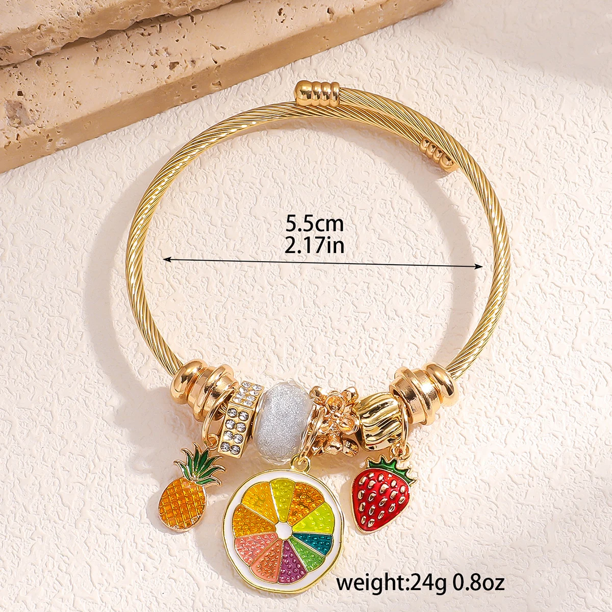 1PC Women\'s Fashion Pan Family Multi Element Summer Fruit Beaded Bracelet, Date, Travel Banquet, Party, Festival Dressing Gifts