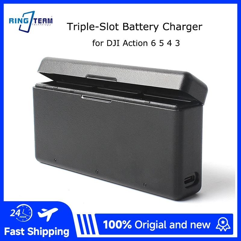 

Triple-Slot Battery Charger for DJI Action 6 5 4 3 Type-C Fast Charge with Battery Storage for Vlogging Outdoor Shooting