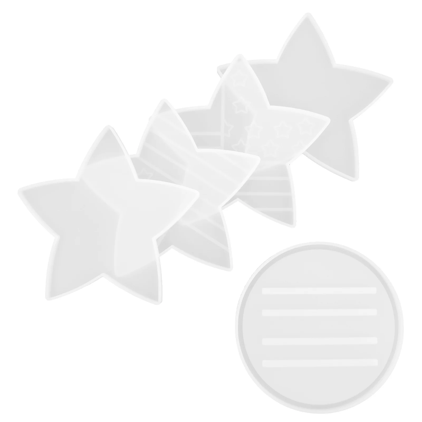 5Pcs Star Shape Molds Set with Holder Reusable Silicone Coaster Casting Molds for DIY Resin Crafts Microwave Safe