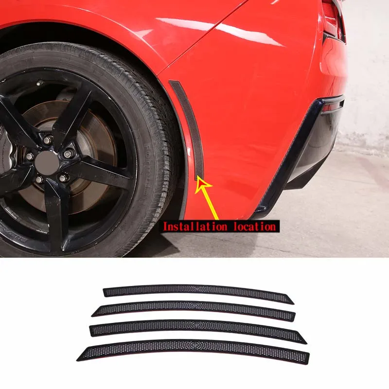 For Chevrolet Corvette C7 2014-2019 Stainless Steel Black Car Wheel Eyebrow Reflective Cover Trim Sticker Auto Accessories