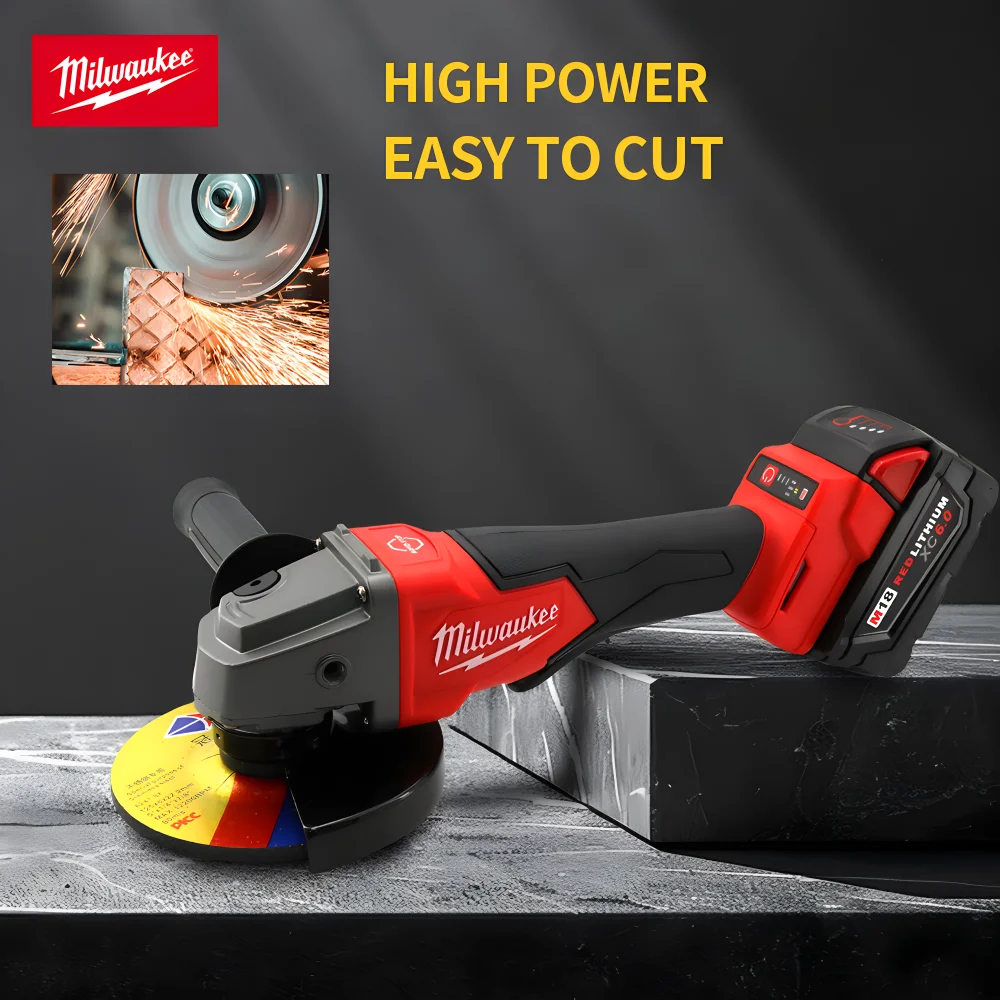 Milwaukee Angle Grinder 100 /125MM Cordless No-Lock Paddle Switch 3 Gears Electric Brushless Motor Polishing Cutting Machine 18V