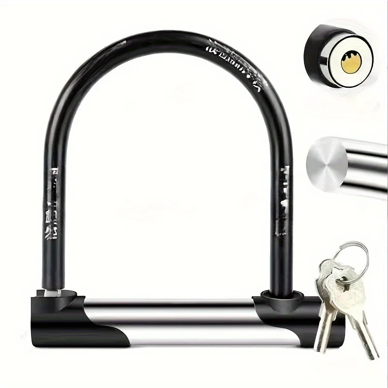 

Heavy Duty Anti Theft U Lock 18.8cm Polished Steel Lock for Motorcycle Bike E Scooter