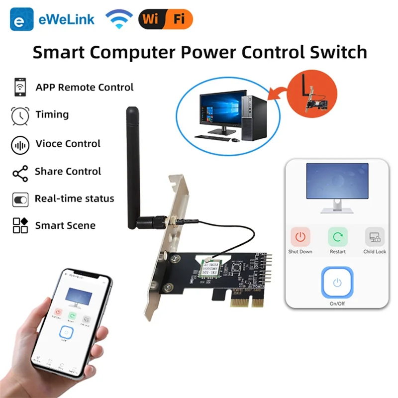 PHILE-Ewelink Smart Computer Power Reset Switch Computer On/Off Switch APP Control Timer/Voice Remote Control Relay Module