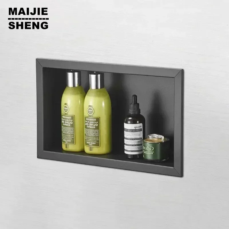 

Black Storage Cabinet Bathroom Concealed Built-In Wall Cabinet Niche Stainless Steel Hotel In-Wall Wall Cabinet Toilet선반 shelf