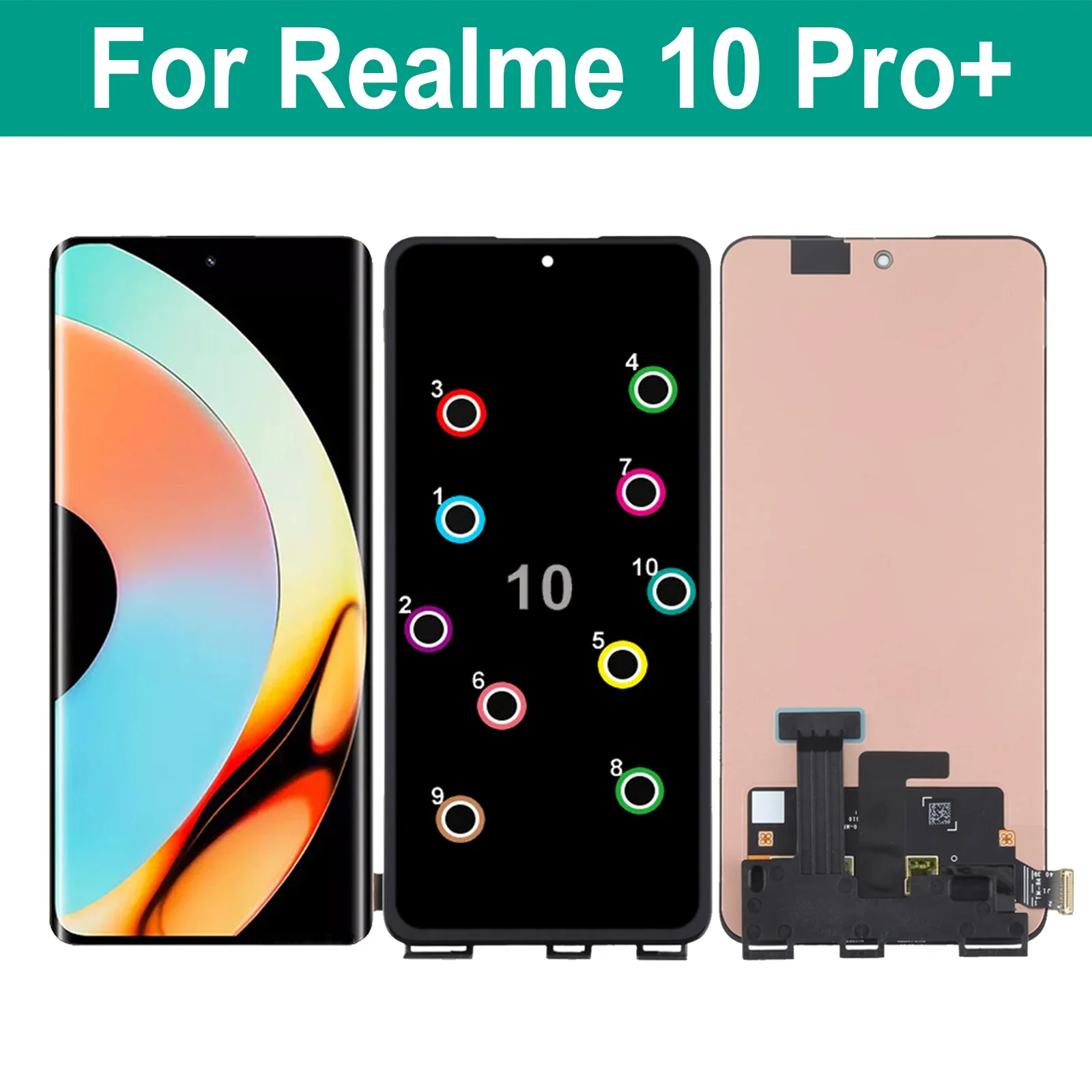 

AMOLED For OPPO Realme 10 Pro Plus RMX3687 RMX3686 LCD Display Touch Screen Digitizer Assembly